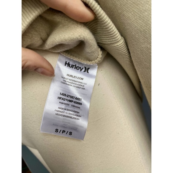 Hurley men's tan Bel-Air West Side fleece pullover hoodie, size Small (NWT) - Picture 7 of 8